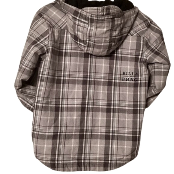 Billabong Jacket boys Size S Grey Plaid Hooded - Picture 3 of 7